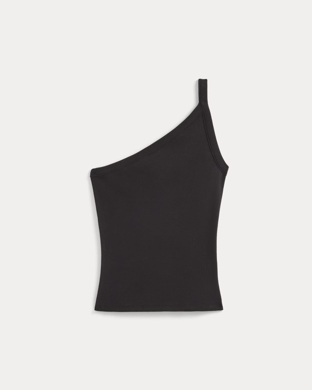 RetroSoft Cotton One-Shoulder Tank | Black - Image 2