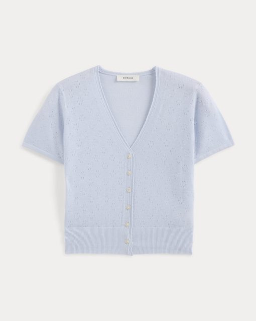 Alternative view of Lace Trim Cardigan in Fine Linen | Skywriting