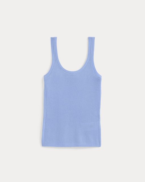Alternative view of The Light Ribbed Cami in Ultrasoft Merino | Open Air Blue