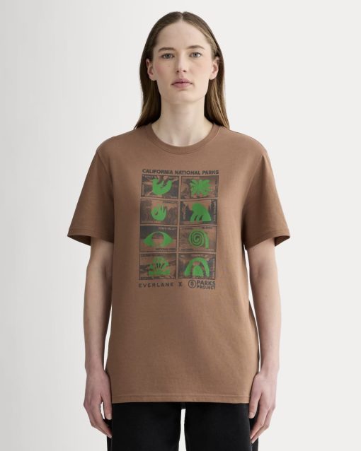The Everlane x Parks Project Essential Organic Crew | Brown / Green / Forged Iron
