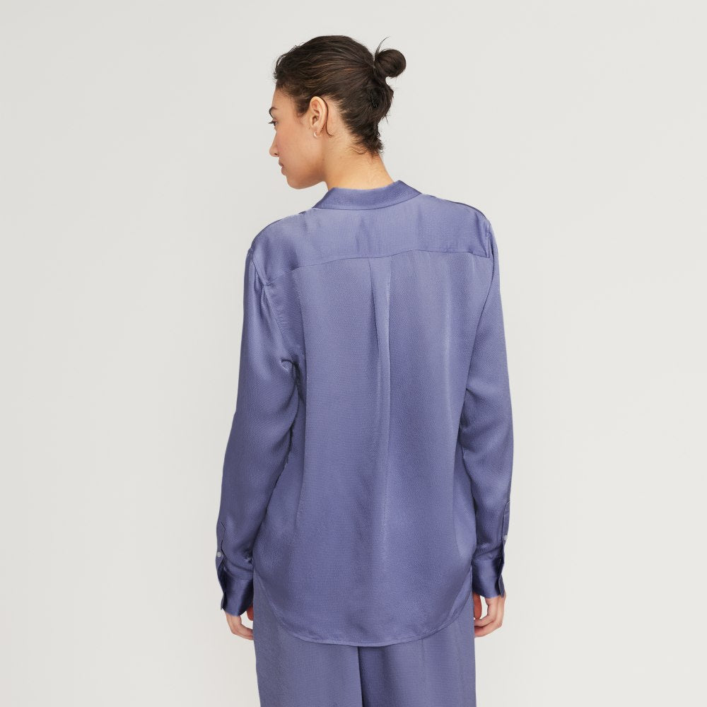 The Satin Relaxed Shirt | Cornflower Blue - Image 3