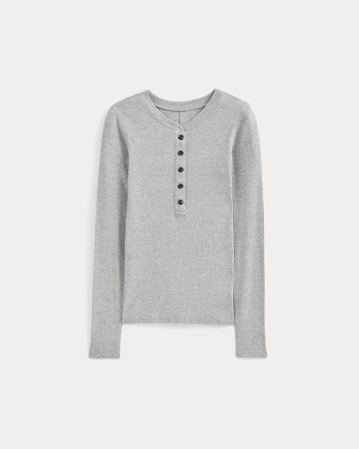 Alternative view of The Luxe Rib Henley | Classic Heather Grey