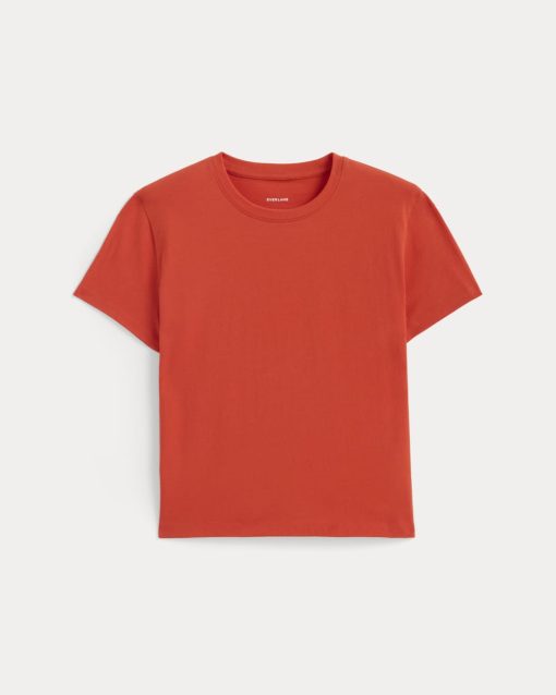 Alternative view of The Box-Cut Tee in Essential Cotton | Poppy Red | No Pocket