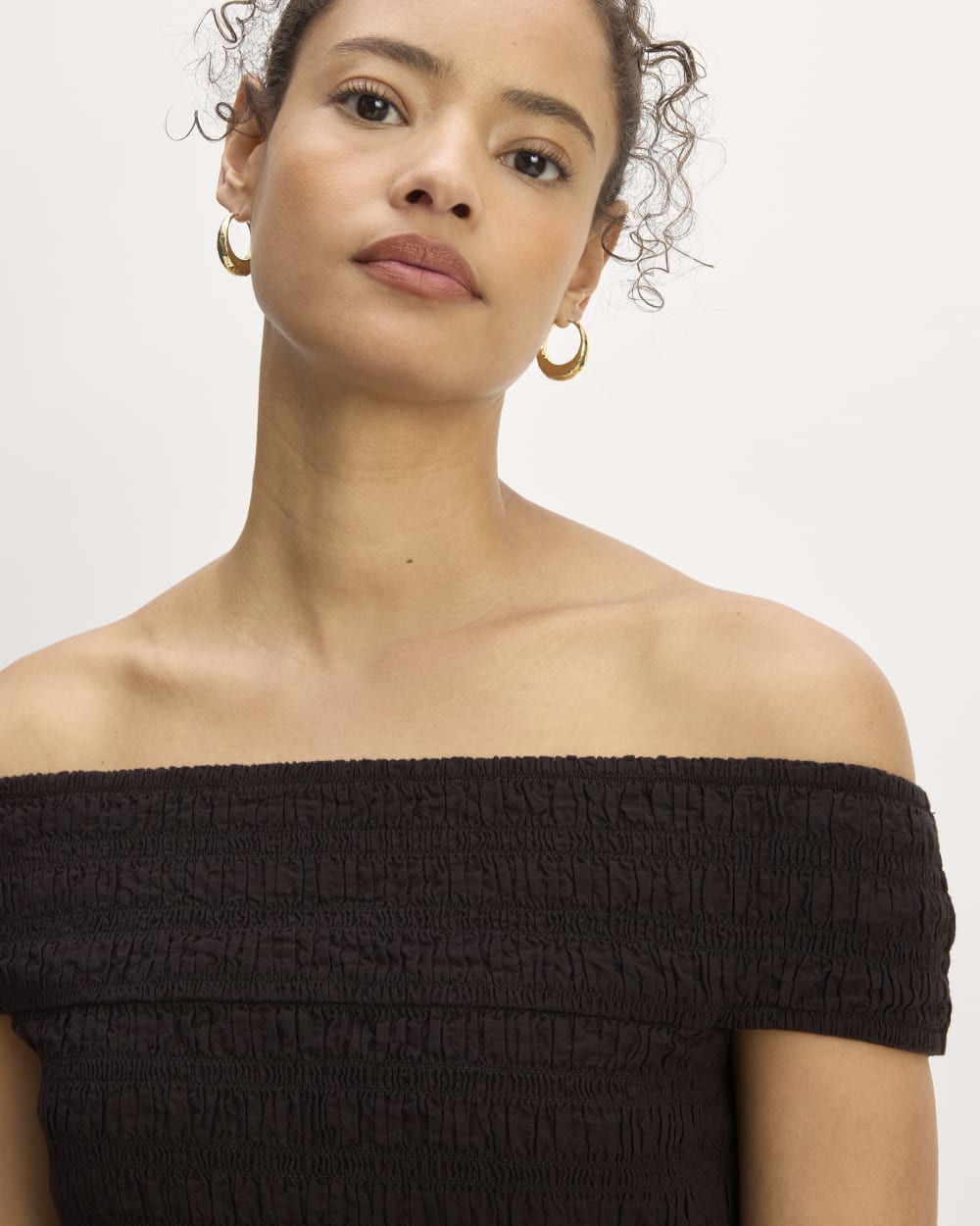 The Gauze Off-the-Shoulder Dress | Black - Image 3