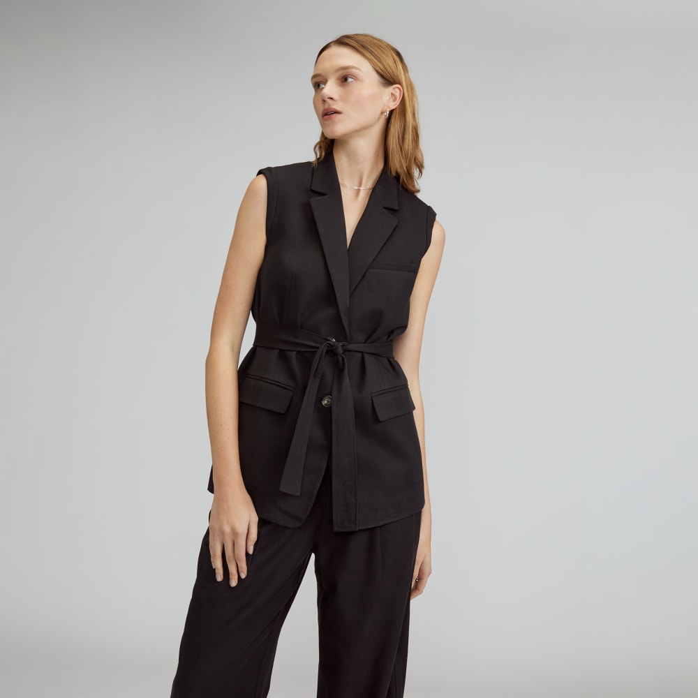 The Sleeveless Blazer in Buttersmooth | Black