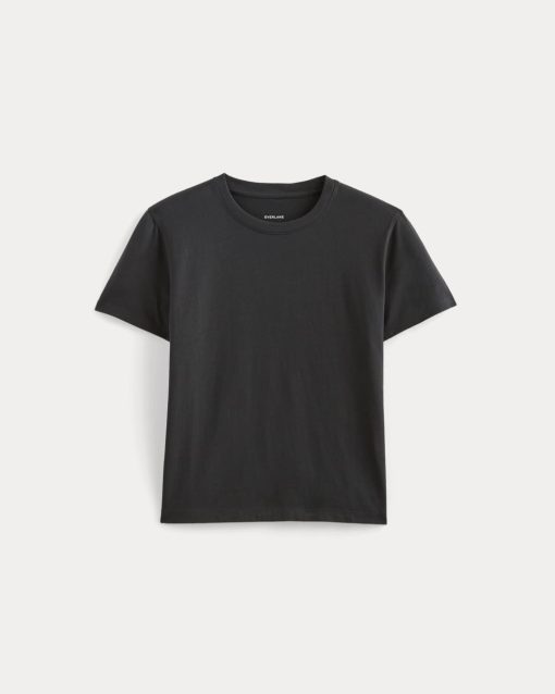 Alternative view of The Box-Cut Tee in Essential Cotton | Washed Black | No Pocket