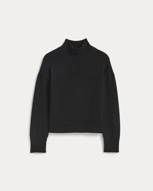Alternative view of The Boxy Turtleneck in Everyday Cotton | Black