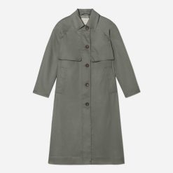 Alternative view of The Long Mac Coat | Pewter Green