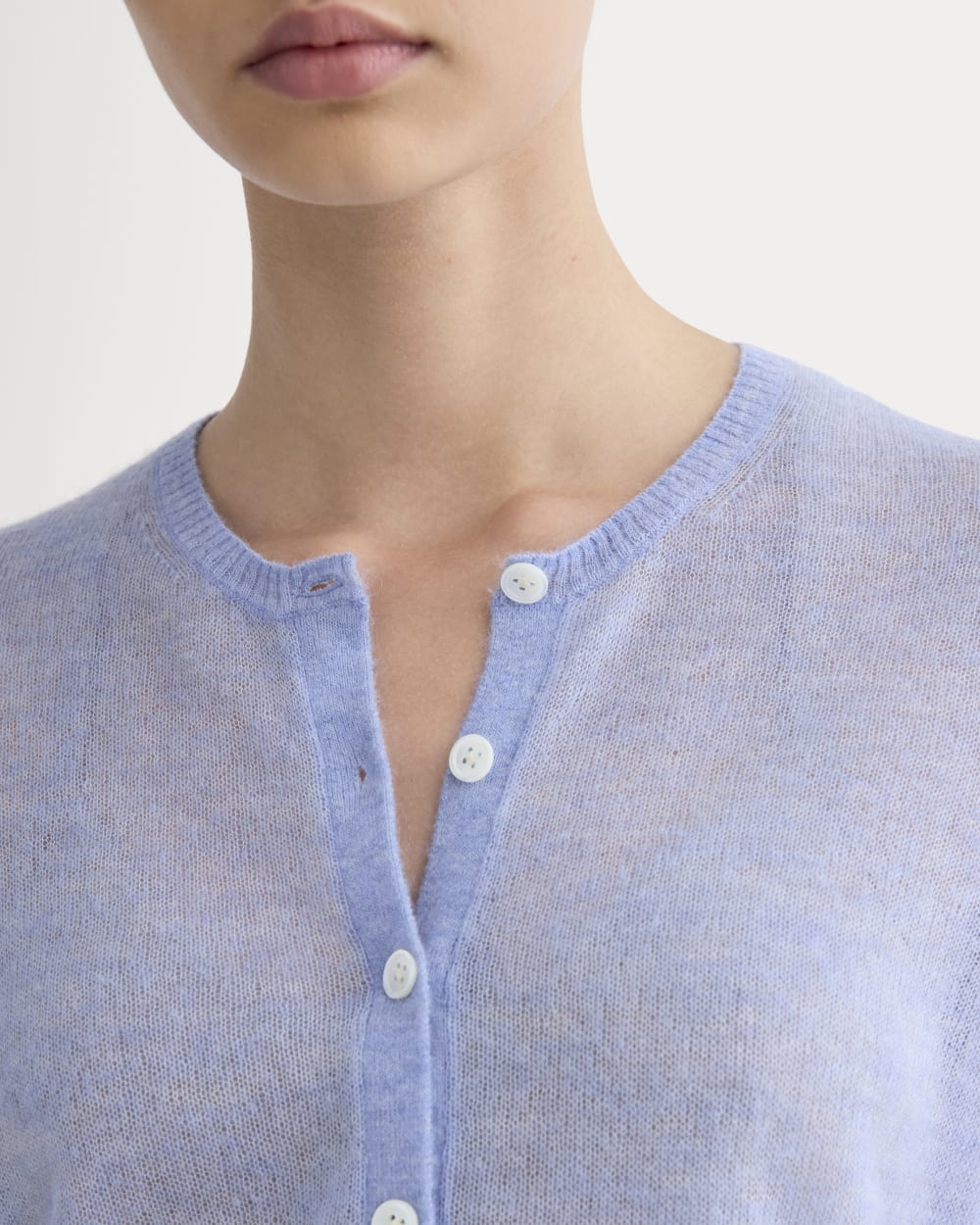 The Air Alpaca™ Short-Sleeve Cardigan | Soft Blue - Image 4