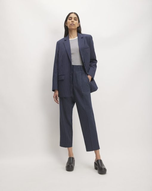 The Draper Tapered Pant in Buttersmooth | Navy / Bone