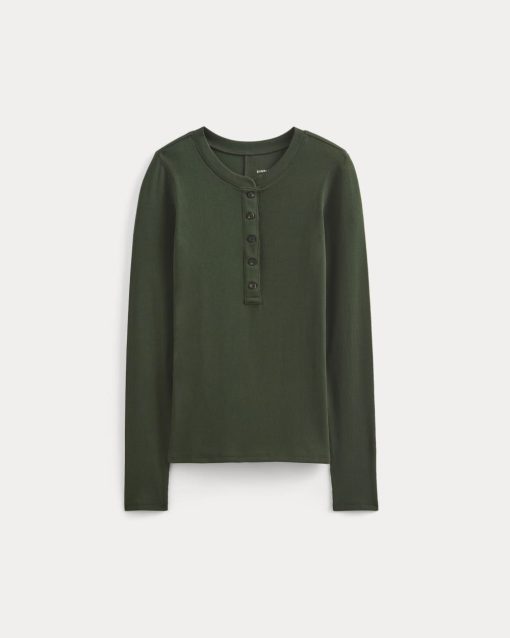 Alternative view of The Luxe Rib Henley | Dark Forest