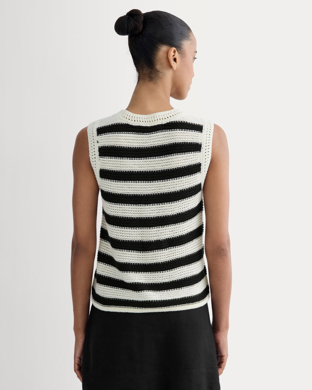 The Organic Cotton Open-Stitch Tank | Canvas / Black - Image 5