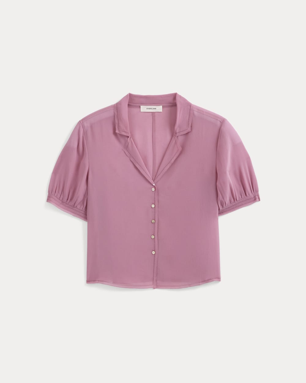 Notch Collar Shirt in Silk Georgette | Heather Rose - Image 2