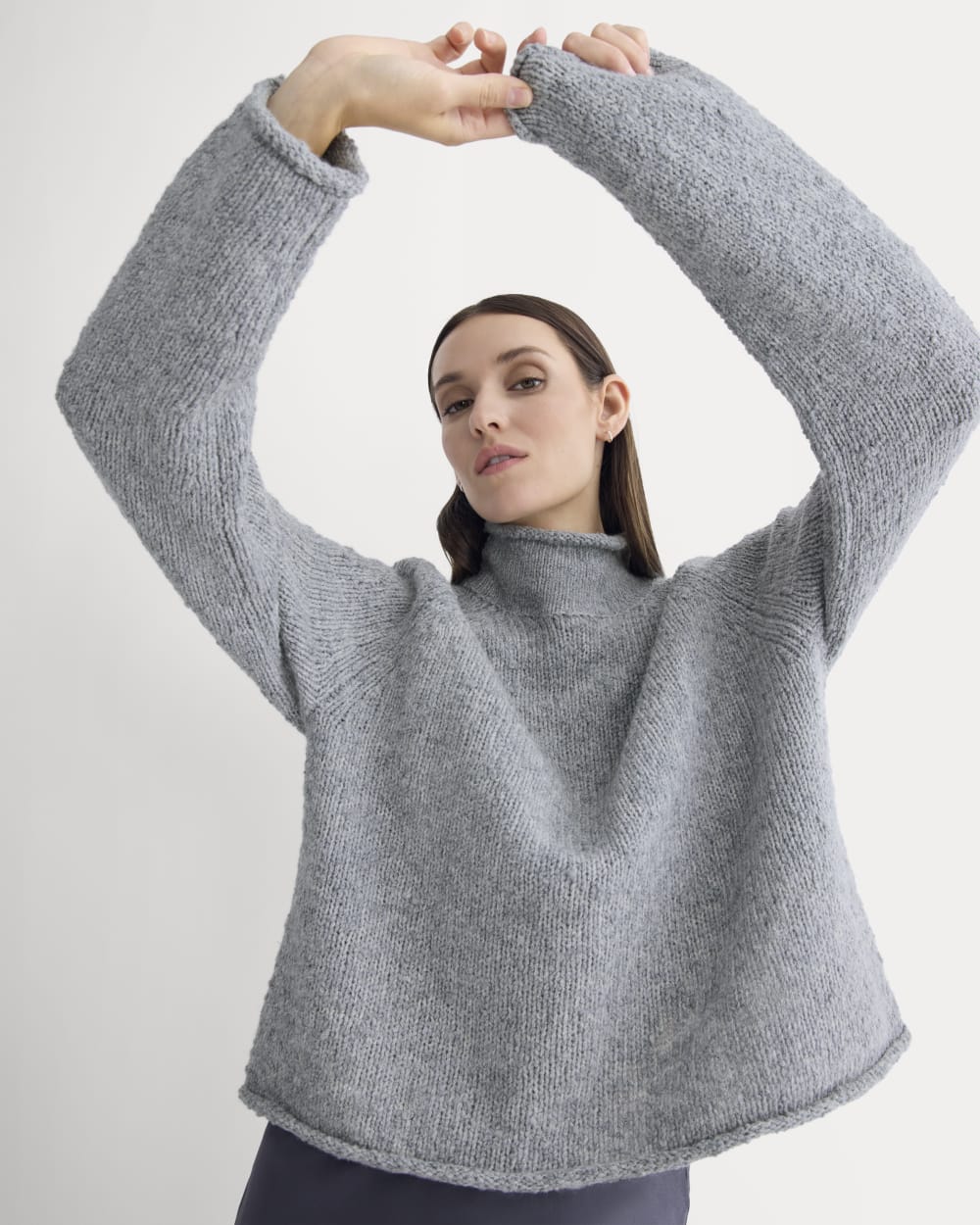 Rollneck Sweater | Heather Grey/Twist - Image 3