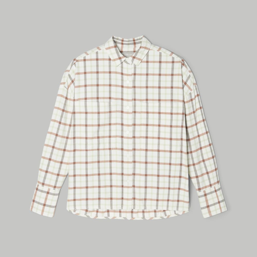 The Boxy Flannel | Seafoam / Tobacco Brown Plaid - Image 2