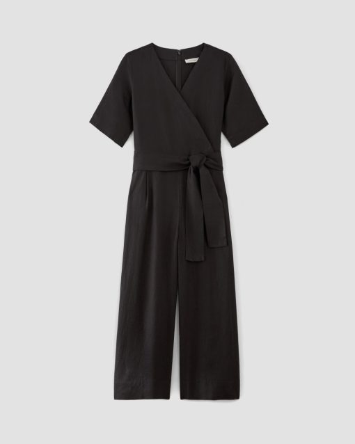 Alternative view of The Wrap Jumpsuit in Linen | Black