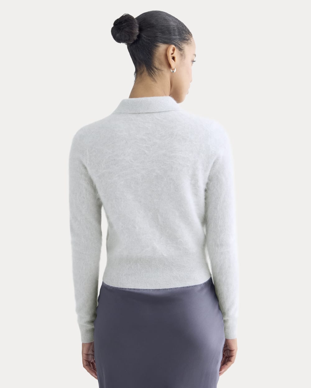 Lush Cashmere Cropped Polo Sweater | Sanderling Gray - Image 5