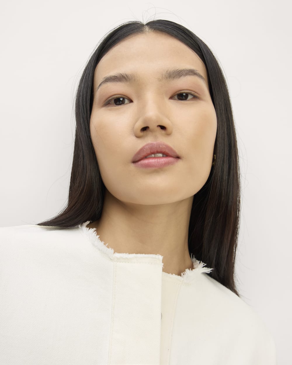 The Denim Workwear Shirtdress | Frayed Hem Bone - Image 3
