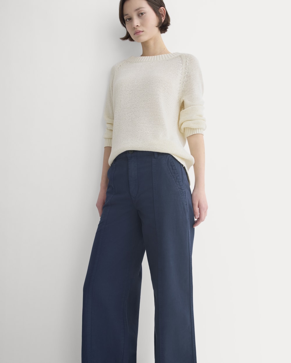 Seamed Wide-Leg Pant | Navy - Image 4