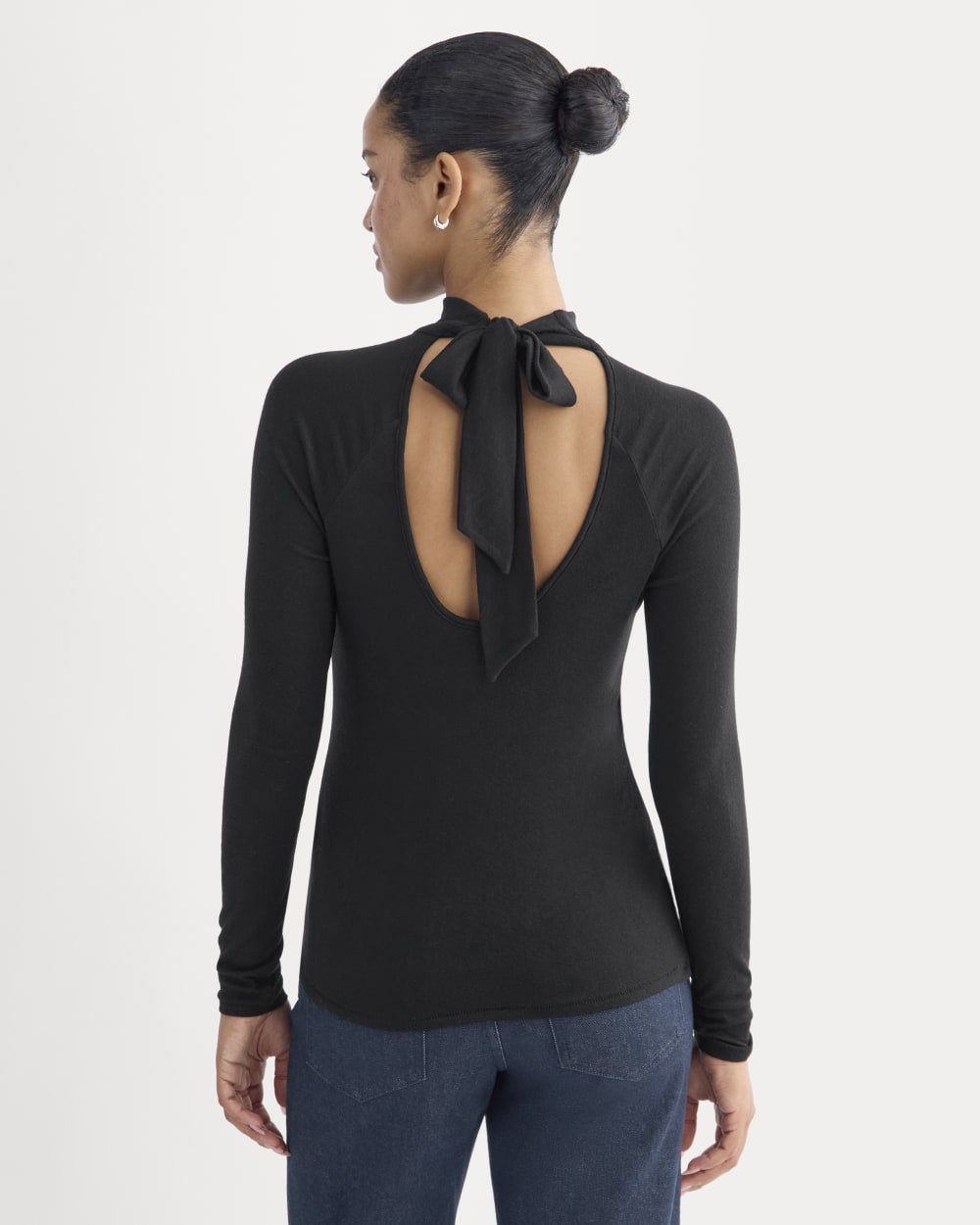 Tie-Neck Top in Butterluxe | Black - Image 5