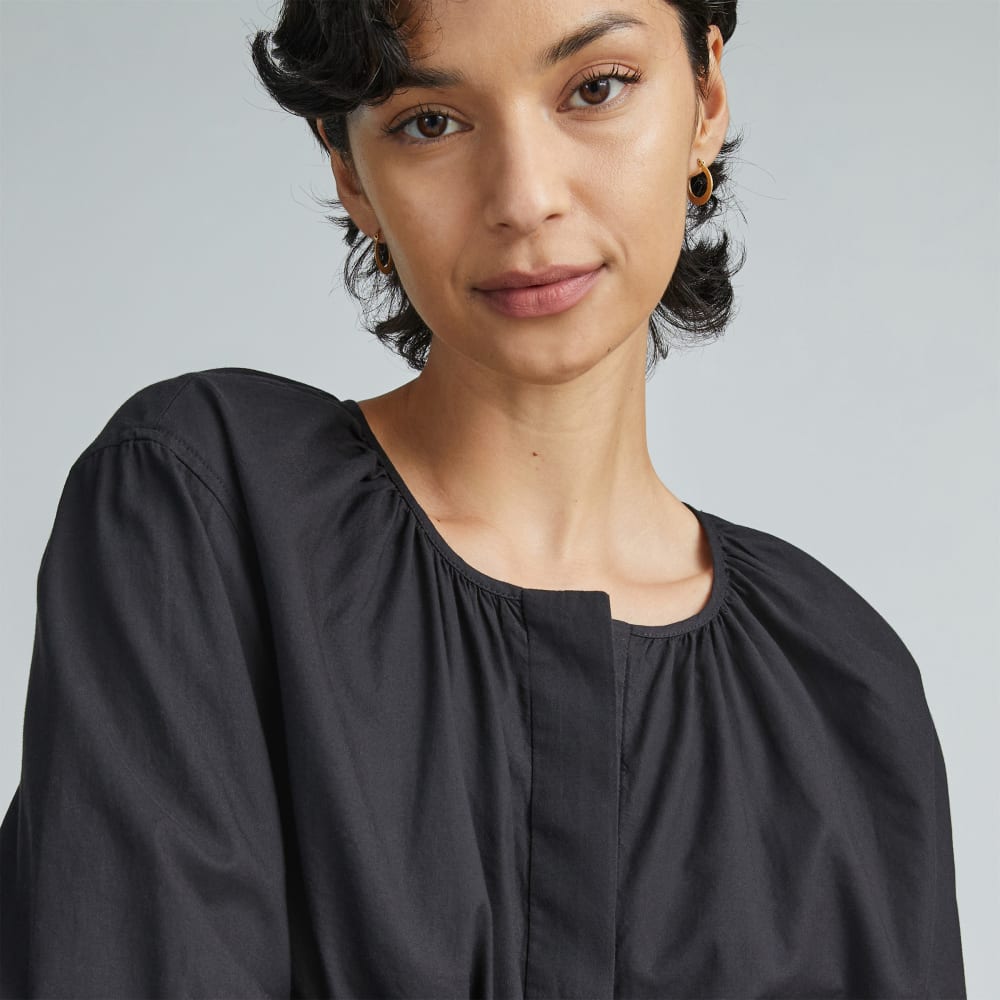 The Silky Cotton Balloon Sleeve Top | Black - Image 4
