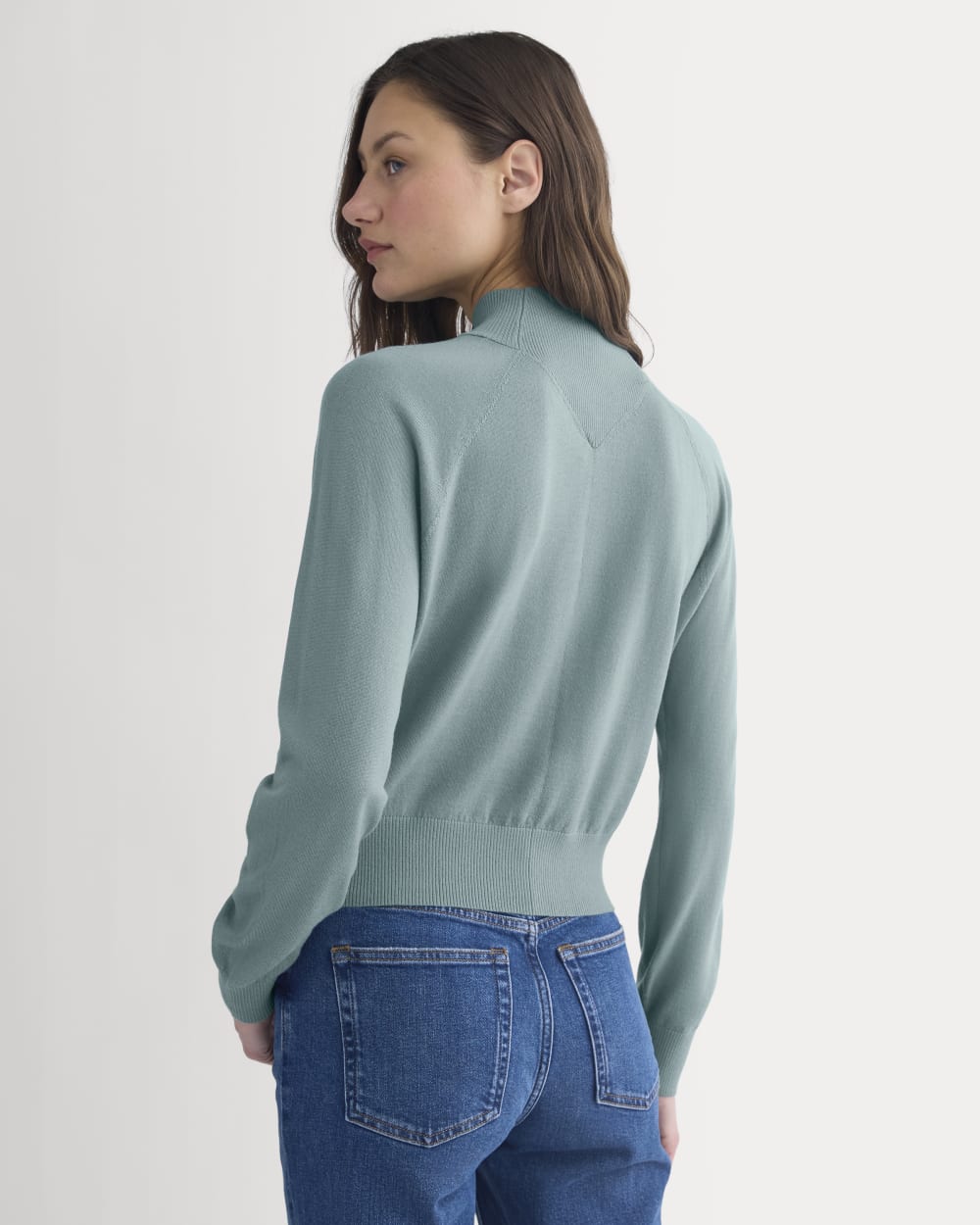 Mockneck Sweater In Ultrafine Merino | Gray Mist - Image 5