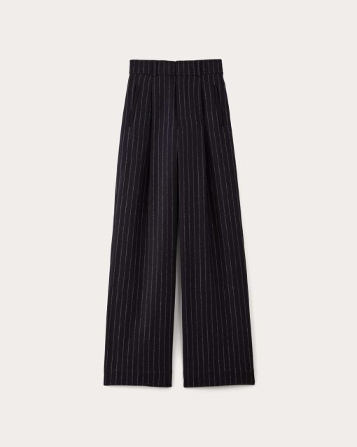 Alternative view of The Draper Pant in Wool | Navy / White