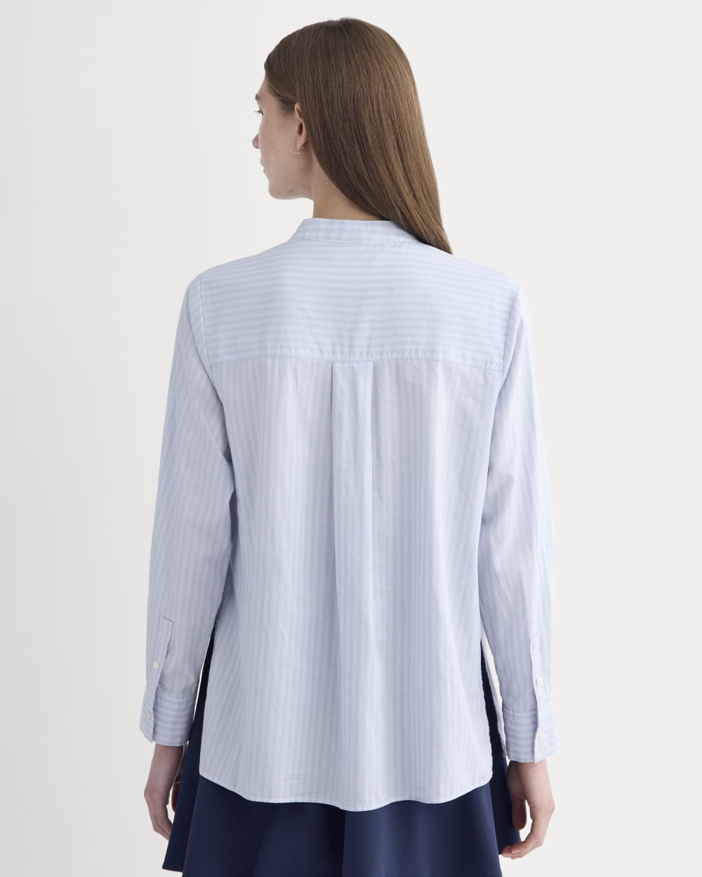 The Pleated Shirt in Silky Cotton | Forever Blue / Optic White - Image 5