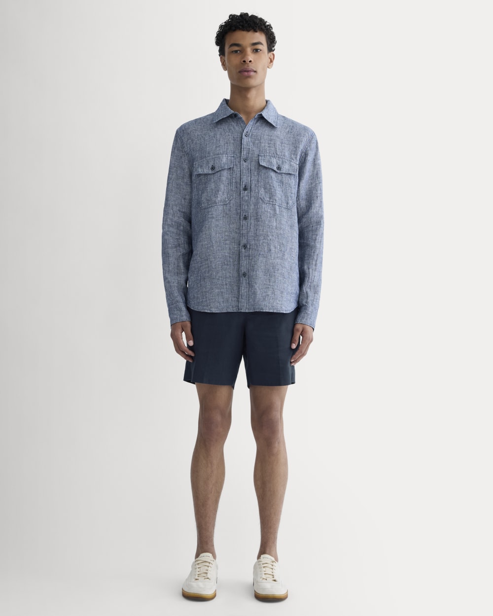 The 7 Linen Trouser Short | Navy - Image 3