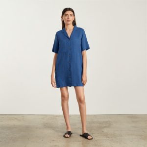 Alternative view of The Linen Workwear Dress | Deep Blue