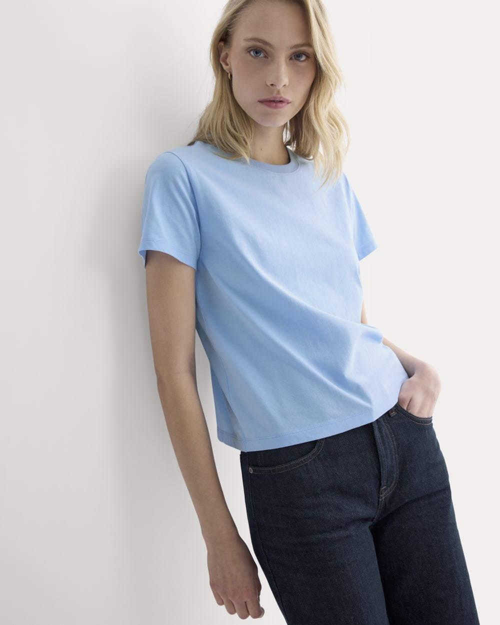 The Box-Cut Tee in Essential Cotton | Open Air Blue | No Pocket - Image 4
