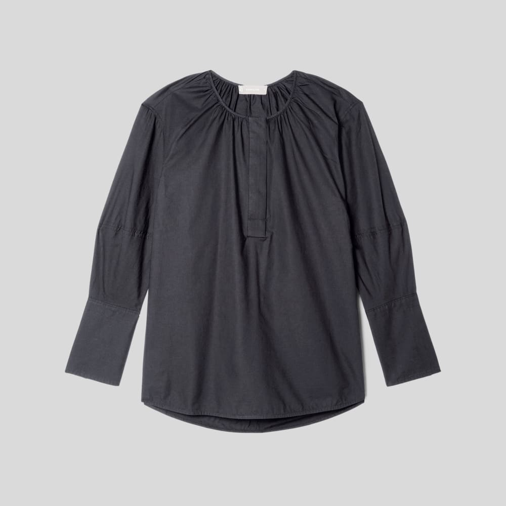 The Silky Cotton Balloon Sleeve Top | Black - Image 2