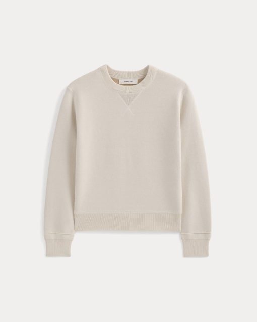 Alternative view of Double Knit Crew in Cotton Merino | Bone/Cream/Sand/Light Camel