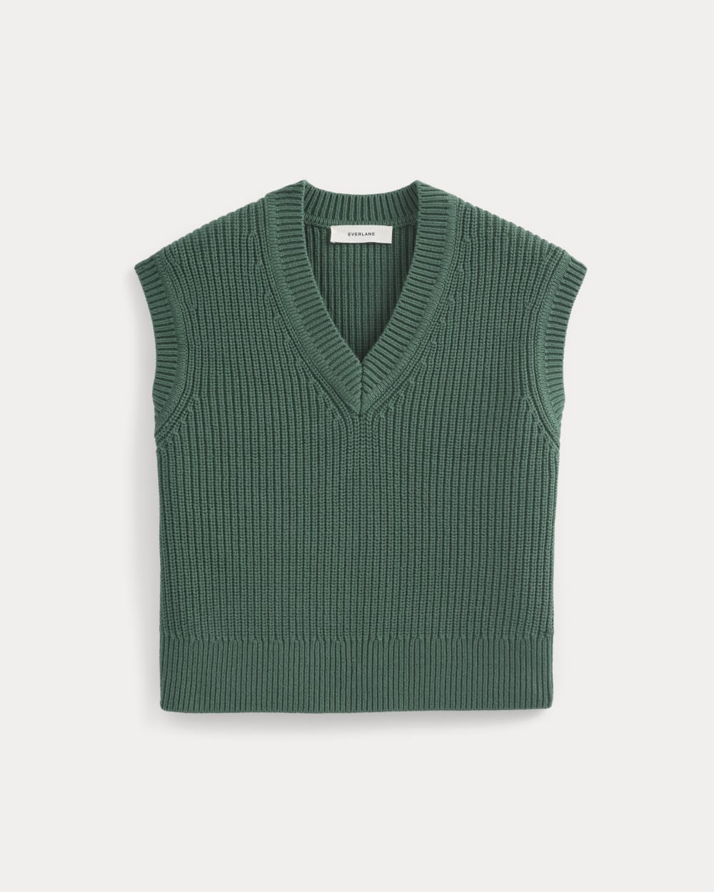 Ribbed V-Neck Vest in Everyday Cotton | Hunter Green - Image 2