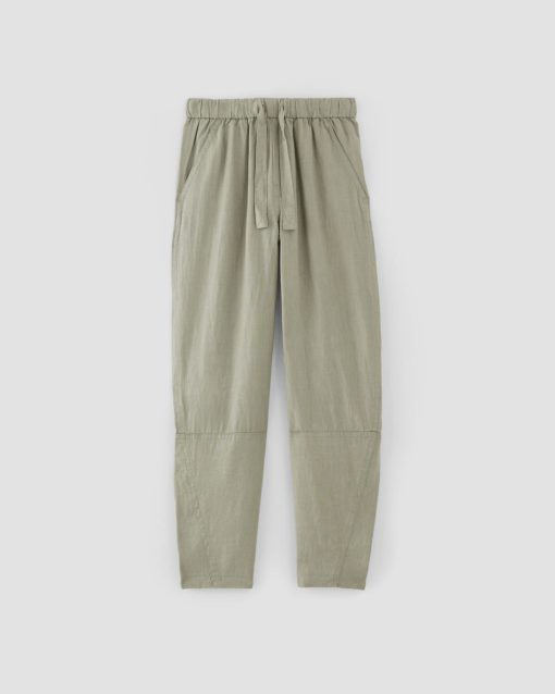Alternative view of The Linen Pull-On Barrel Pant | Sage Green
