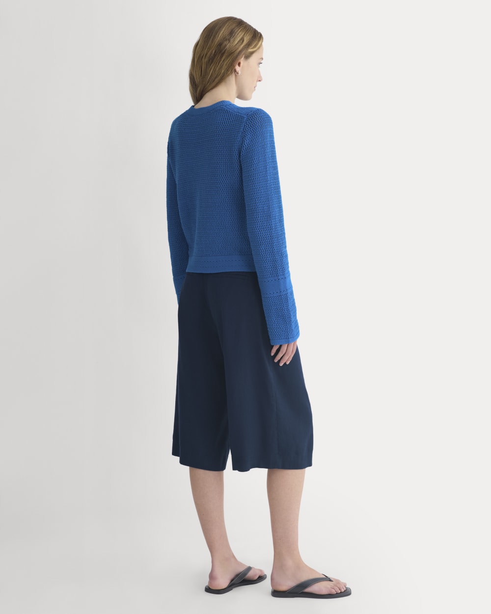 Open Knit Long-Sleeve Crew in Everyday Cotton | Imperial Blue - Image 5