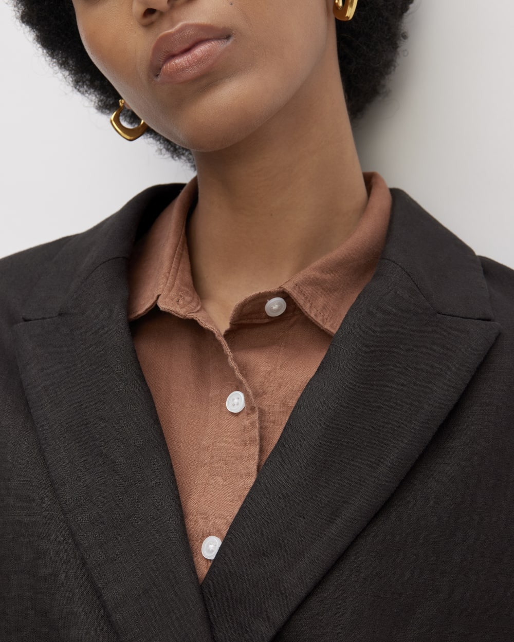 The Linen Double Breasted Blazer | Black - Image 4