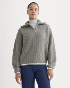 The Half-Zip Sweater in Luxe Merino | Heathered Grey