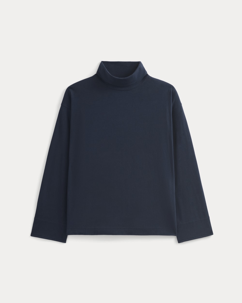 Slouchy Turtleneck In Essential Cotton | Deep Navy - Image 2