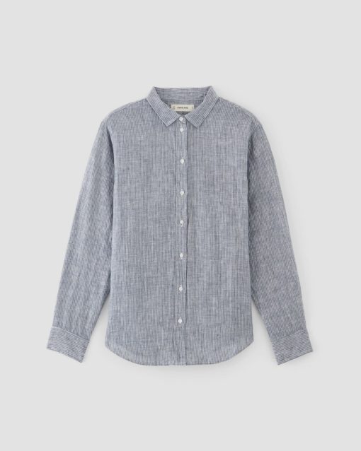 Alternative view of The Must-Have Shirt in Linen | White / Blue