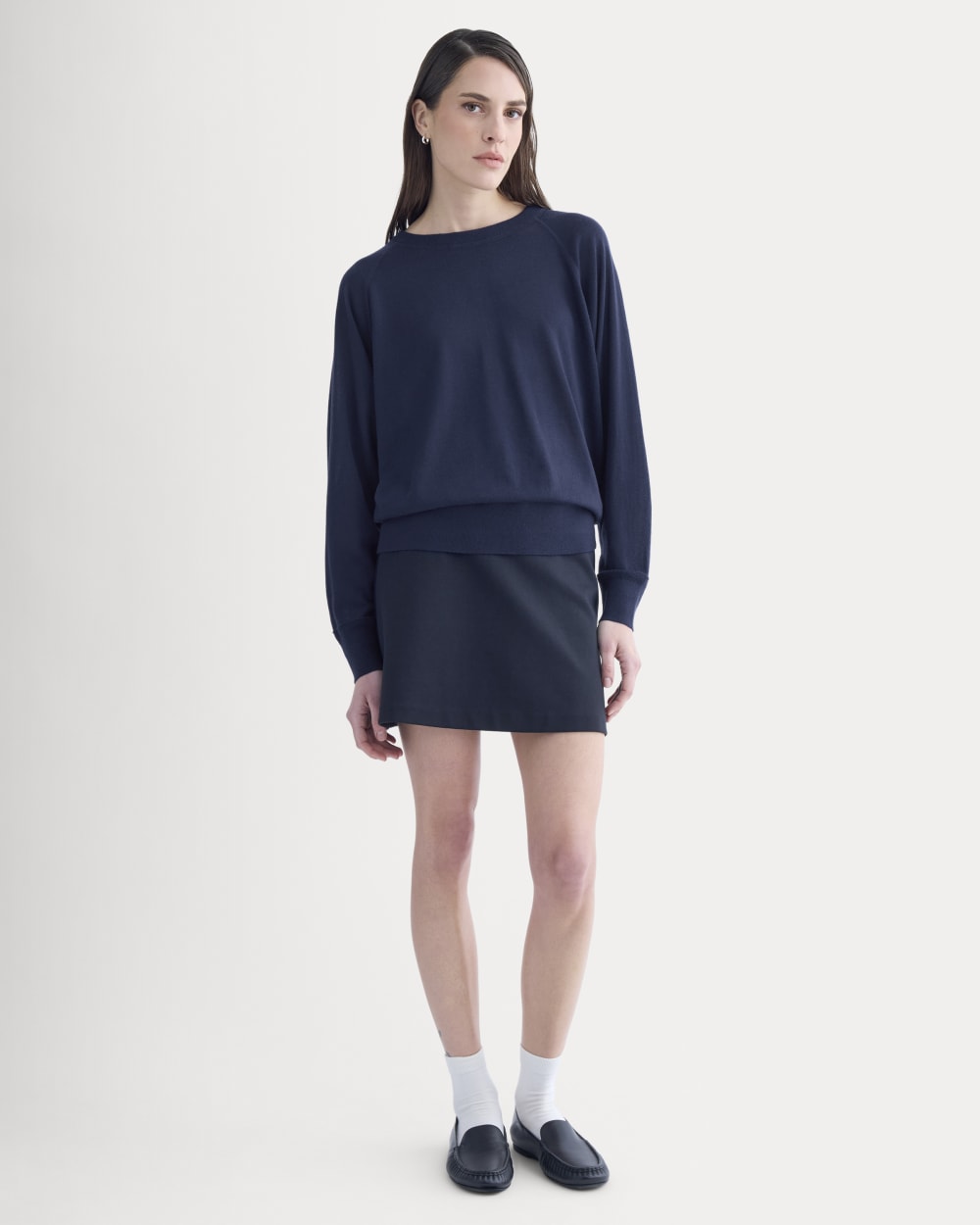 Raglan Sweater in Ultrasoft Merino | Rich Navy - Image 5
