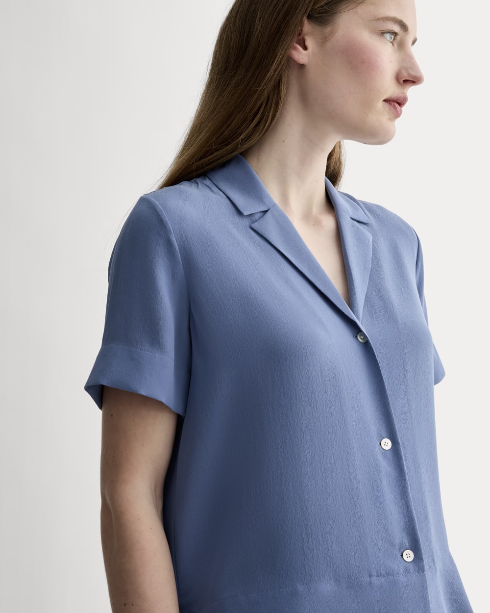 The Notch Shirt in Washable Silk | French Blue - Image 4