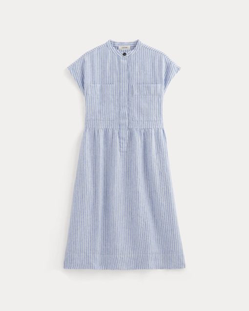 Alternative view of The Craft Dress in Linen | Bluebell / Bone