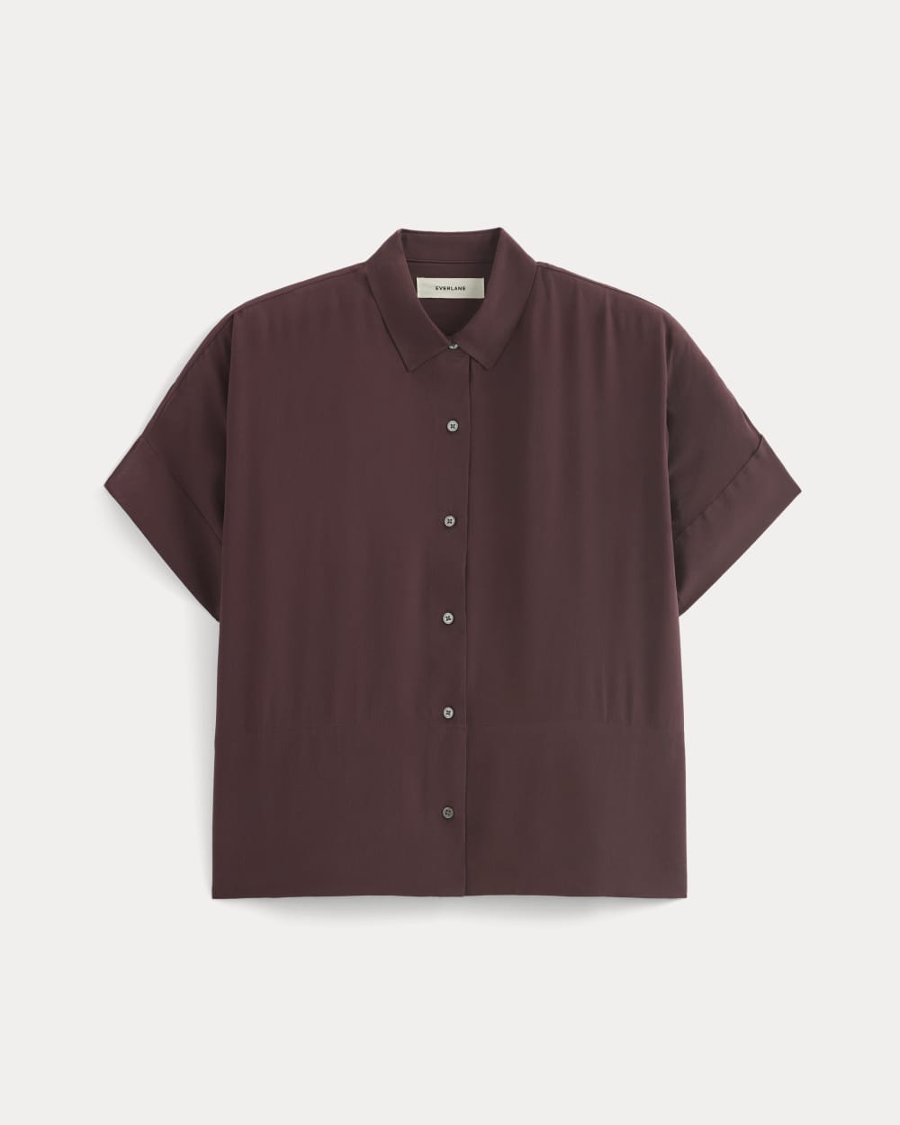The Boxy Shirt in Washable Silk | Deep Plum - Image 2