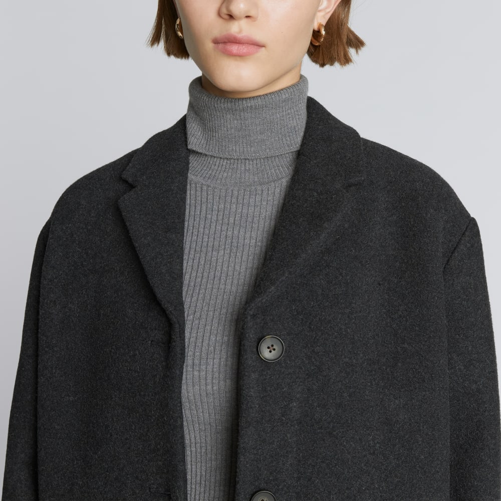 The Italian ReWool® Cocoon Coat | Heathered Black - Image 4