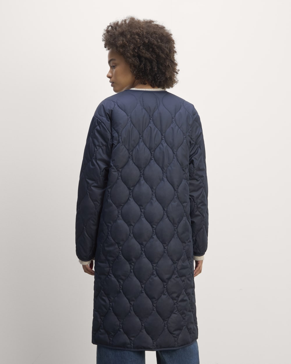 The Long Quilted Liner | Navy - Image 6
