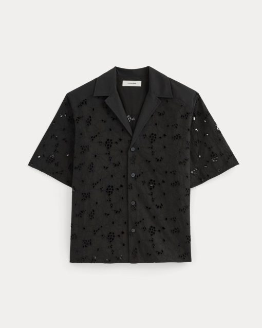 Alternative view of The Eyelet Camp Shirt | Black