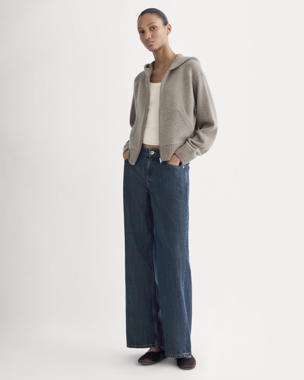 Full-Zip Hoodie in Wool Cashmere | Oatmeal - Image 5