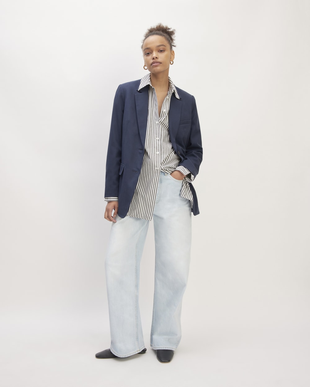 The Supima® Cotton Boyfriend Shirt | Optic White / Black - Image 3