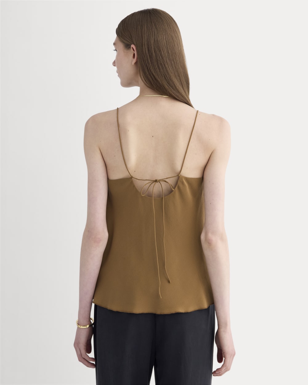 The Tie Back Cami in Washable Silk | Toffee - Image 5